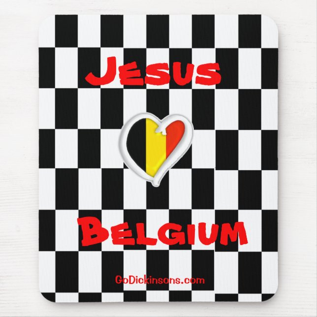 Tapis De Souris Jésus aime la Belgique Mousepad (Devant)