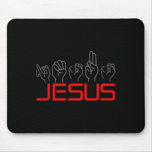 Tapis De Souris Jesus ASL Langue des signes américaine Christian D
