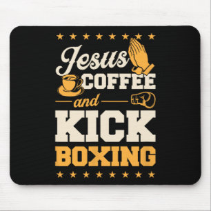 Tapis De Souris Jésus Café Et Kickboxing Drôle Mignon Chrétien K