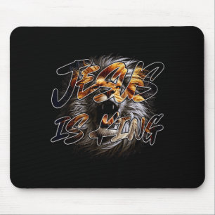 Tapis De Souris Jésus Christ est roi avec le lion frappant de Juda
