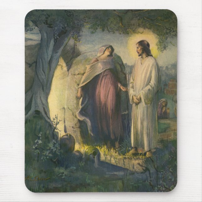 Tapis De Souris Jésus-Christ ressuscité par le tombeau par ML Gree (Devant)