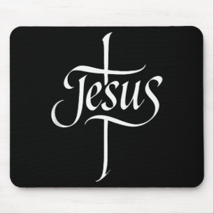 Tapis De Souris  Jésus Croix Calligraphie Culte Foi Design Tank 