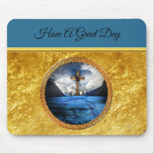 Tapis De Souris Jésus dans la mer avec une croix de bois et du pa