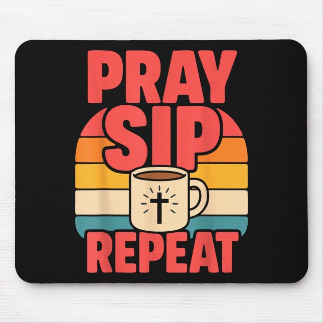 Tapis De Souris Jésus drôle Café Foi chrétienne (Devant)