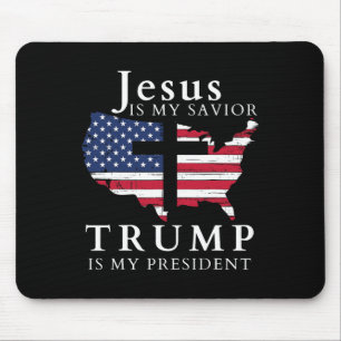 Tapis De Souris Jésus est mon sauveur Trump est mon président 