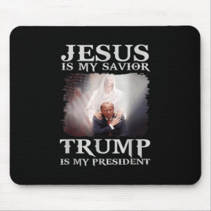 Tapis De Souris Jésus Est Mon Sauveur Trump Est Mon Président