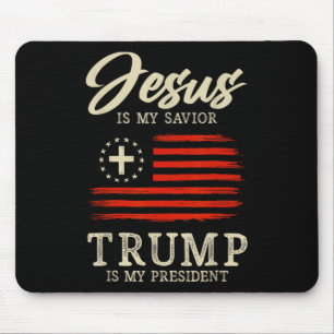 Tapis De Souris Jésus est mon sauveur Trump est mon président 2024