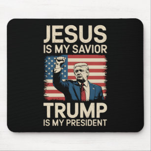 Tapis De Souris Jésus est mon sauveur Trump est mon président 47 É