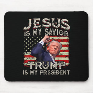 Tapis De Souris Jésus Est Mon Sauveur Trump Est Mon Président Amér