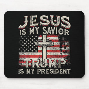 Tapis De Souris Jésus Est Mon Sauveur Trump Est Mon Président Amér