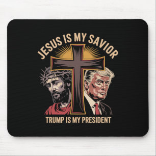 Tapis De Souris Jésus Est Mon Sauveur Trump Est Mon Président Bibl