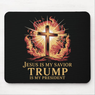 Tapis De Souris Jésus est mon sauveur Trump est mon président chré