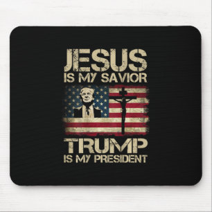 Tapis De Souris Jésus Est Mon Sauveur Trump Est Mon Président Drap