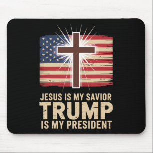 Tapis De Souris Jésus est mon sauveur Trump est mon président poli