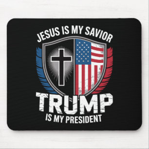 Tapis De Souris Jésus est mon sauveur Trump est mon président Pro-