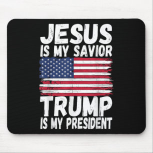 Tapis De Souris Jésus Est Mon Sauveur Trump Est Mon Président _ Ré