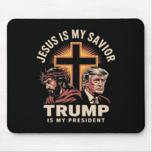 Tapis De Souris Jésus est mon sauveur Trump est mon président Reli