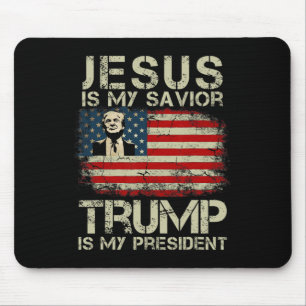 Tapis De Souris Jésus est mon sauveur Trump est mon président Trum