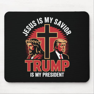 Tapis De Souris Jésus Est Mon Sauveur Trump Mon Président Christia
