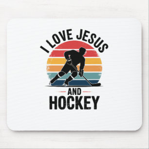 Tapis De Souris Jésus et hockey - Vintage religieux chrétien Hoc