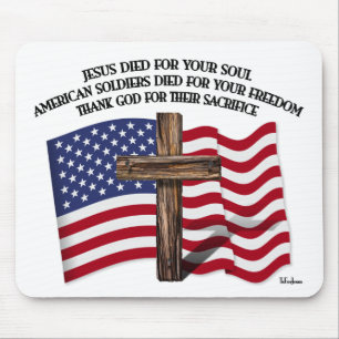 Tapis De Souris Jésus et les soldats américains croix robuste État