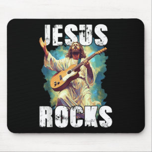 Tapis De Souris Jésus joue avec une guitare - Drôle de rochers chr