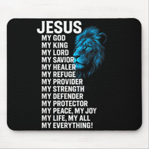 Tapis De Souris Jésus - Lion Roi Chrétien Seigneur Sauveur Foi