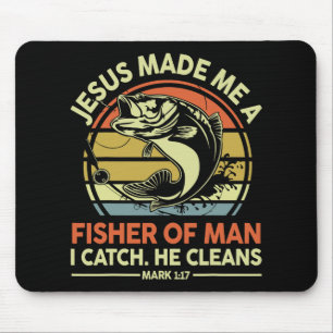 Tapis De Souris Jésus m'a fait pêcheur d'homme drôle B Papa chréti