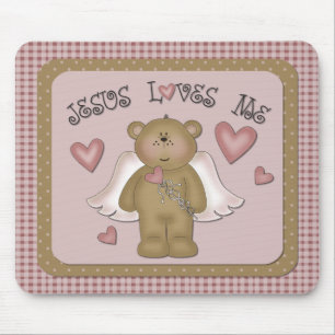 Tapis De Souris Jésus m'aime ange Mousepad d'ours de nounours