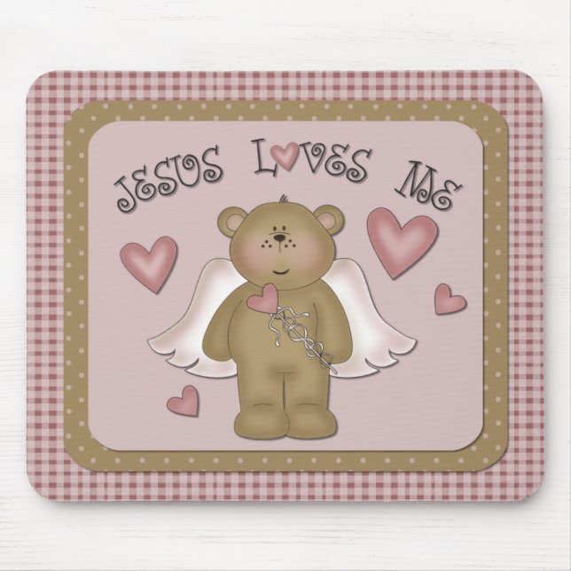 Tapis De Souris Jésus M'Aime Teddy Ours Angel Mousepad (Devant)