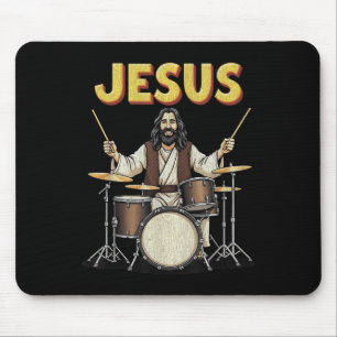 Tapis De Souris Jesus Rocks Musique Drôle Christian Drummer Design