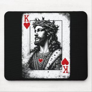 Tapis De Souris Jésus roi des cœurs jeu de cartes rétro religieuxJ