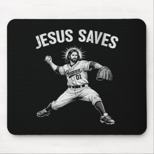 Tapis De Souris Jesus Sauve Baseball pour Hommes Femmes Enfants Ch
