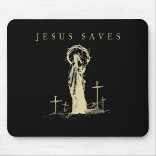Tapis De Souris Jésus Sauve Croix De Foi Chrétienne Religieux Vint