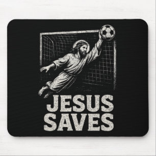 Tapis De Souris Jésus Sauve - Gardien de Football Inspiration Chré