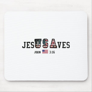 Tapis De Souris Jésus Sauve Jésus Sauve Drapeau Américain Usa Patr