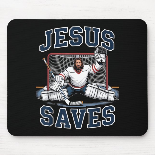 Tapis De Souris Jesus Saves Hockey Player Team God Hockey Lovers H (Devant)