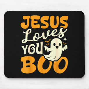 Tapis De Souris Jésus t'aime Boo Christian Halloween Fantôme Drôle