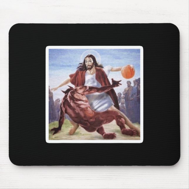 Tapis De Souris Jésus Traversant Satan Basketball (Devant)