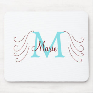 Tapis De Souris jeté simple minimal ajouter nom monogramme rose ro