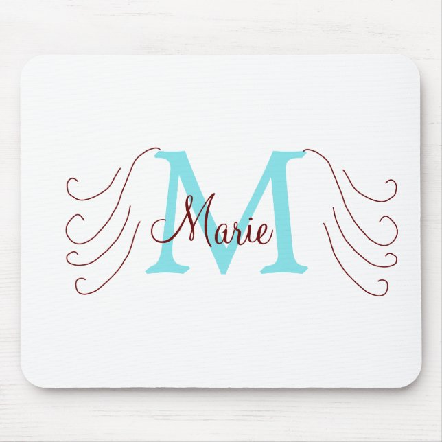 Tapis De Souris jeté simple minimal ajouter nom monogramme rose ro (Devant)
