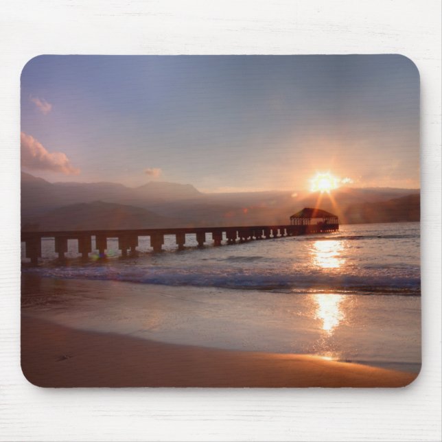 Tapis De Souris Jetée de plage au coucher du soleil, Hawaï (Devant)