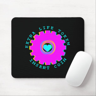 Tapis De Souris Jeton de Vie Supplémentaire Arcade Rétro Insérer P