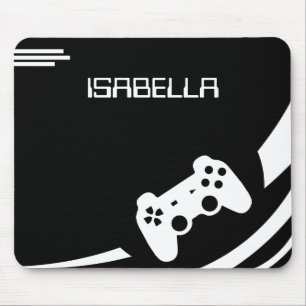 Tapis De Souris Jeu Black & White Modern Gamer Nom personnalisé