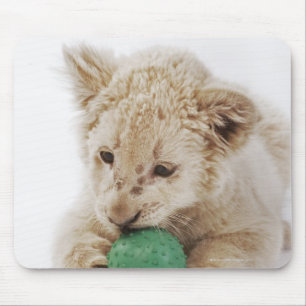 Tapis De Souris Jeu blanc de petit animal de lion (krugeri de Lion
