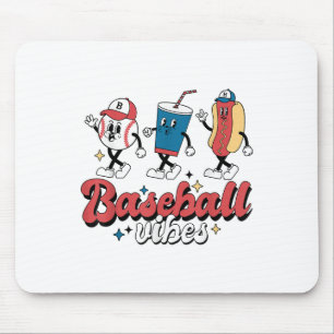Tapis De Souris Jeu de Baseball Jour Retro Baseball Vibes Sport Fa