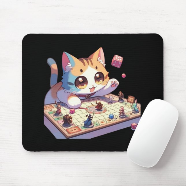Tapis De Souris Jeu de société Chat qui Lance les Dés (Avec souris)