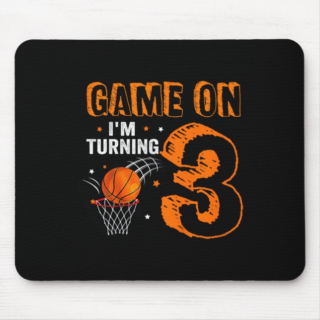 Tapis De Souris Jeu Enfants Sur I'm Turning 3 Basketball 3ème anni (Devant)