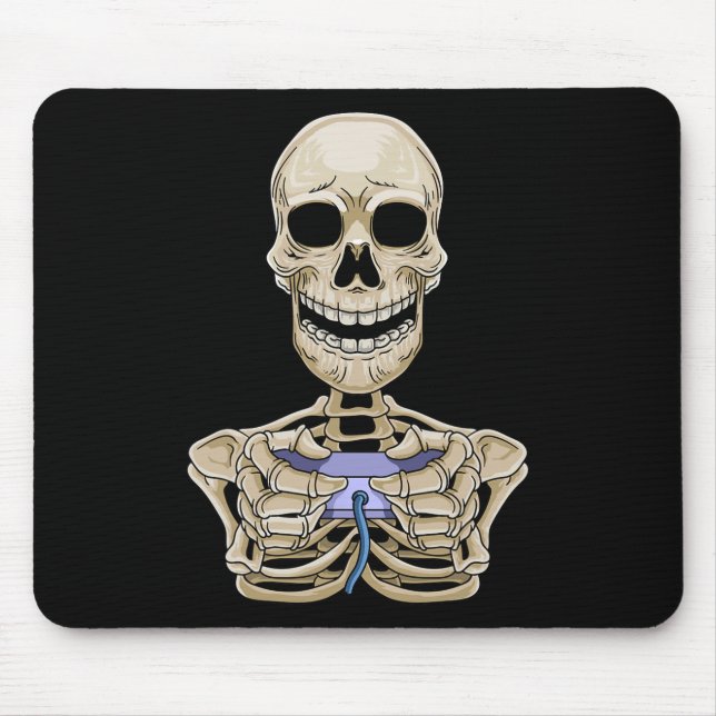 Tapis De Souris Jeu Halloween Skeleton Gamer Controller (Devant)