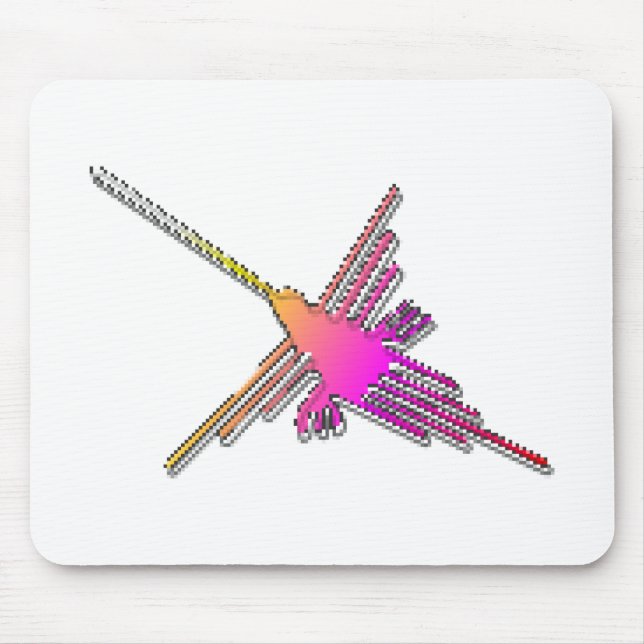 Tapis De Souris Jeu Vidéo 8 bits Retro Lignes Nazca Colibri (Devant)